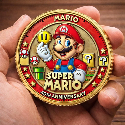 Mushroom World Hero 40th Anniversary Commemorative Coin – Limited Edition Gaming Collector’s Coin