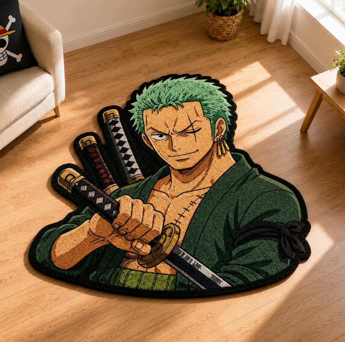 Straw Hat Fighter Tufted Rug - Anime Pỉrates Personalized Doormat Gift