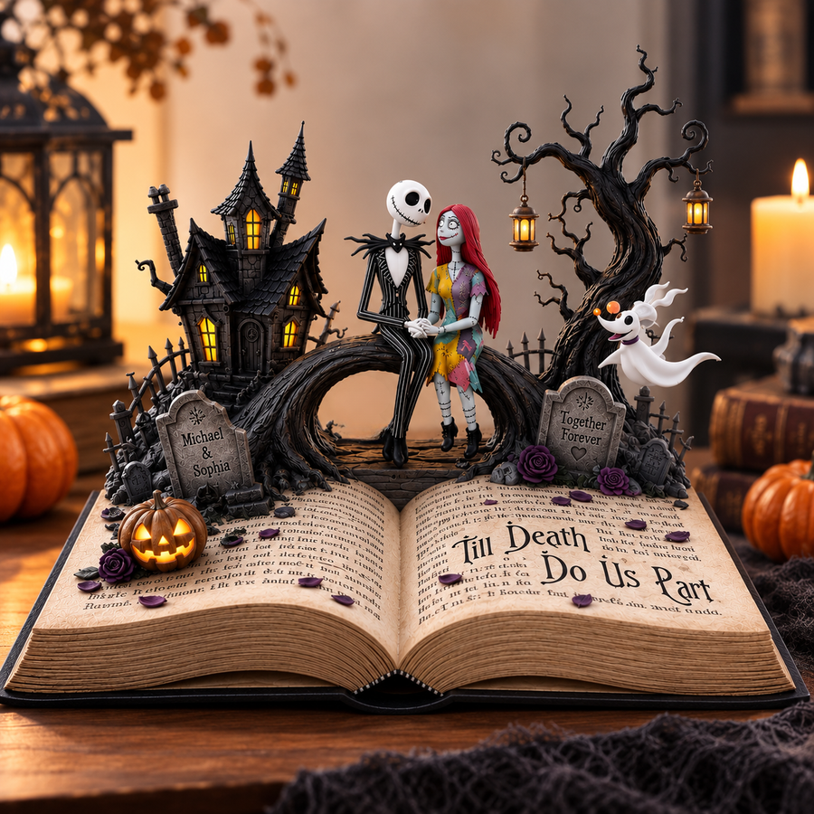 Personalized Skeleton Couple - Halloween Horror Nightmare Custom Shaped Acrylic Plaque