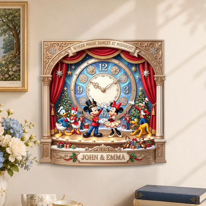 Personalized Couple Mouse Wall Clock – Custom Name Magic Decor