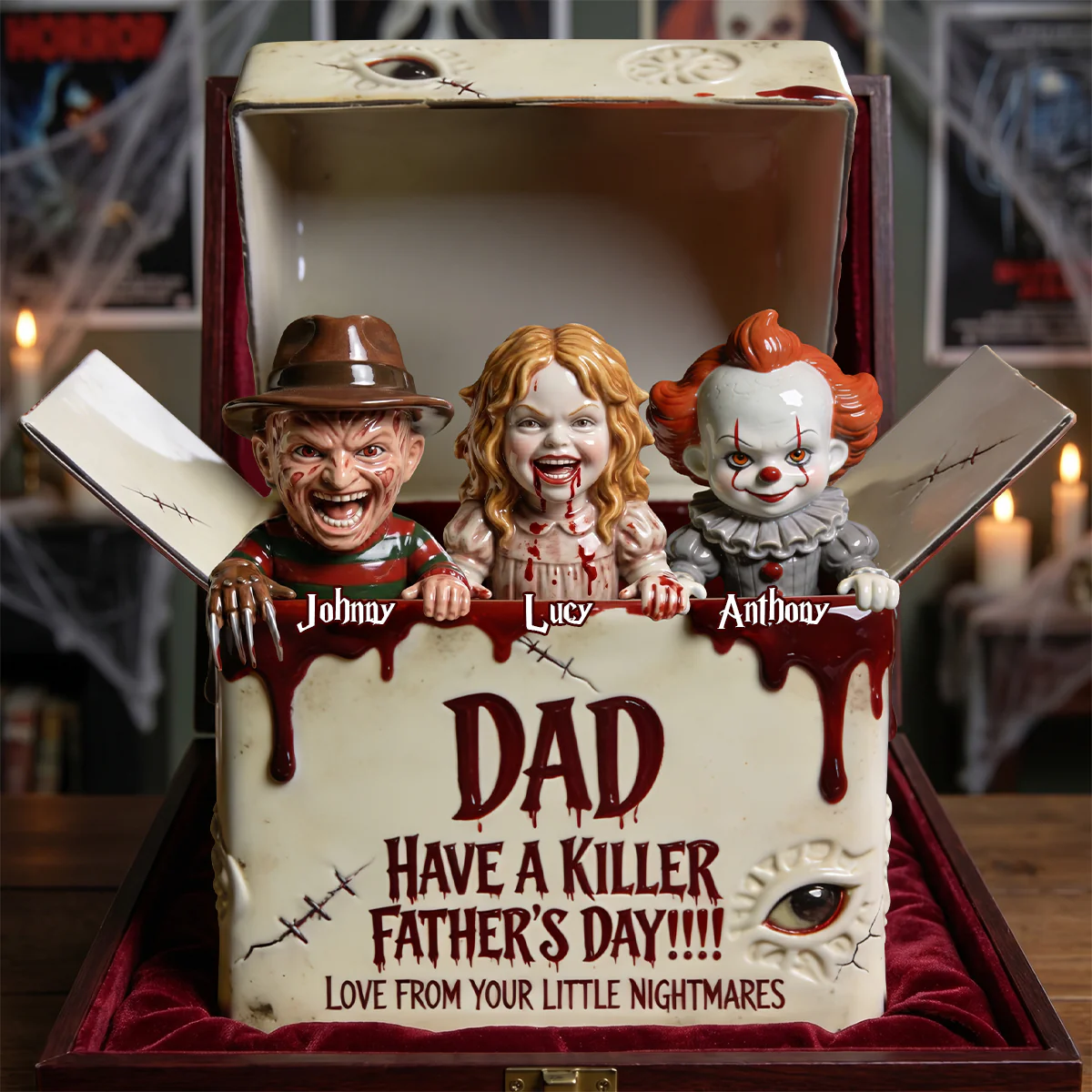 Horror Dad and Kids Acrylic Plaque - Personalized Gifts For Dad