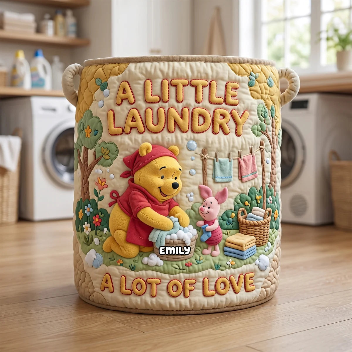 A Little Laundry A Lot Of Love Quilted Laundry Basket - Personalized Gifts