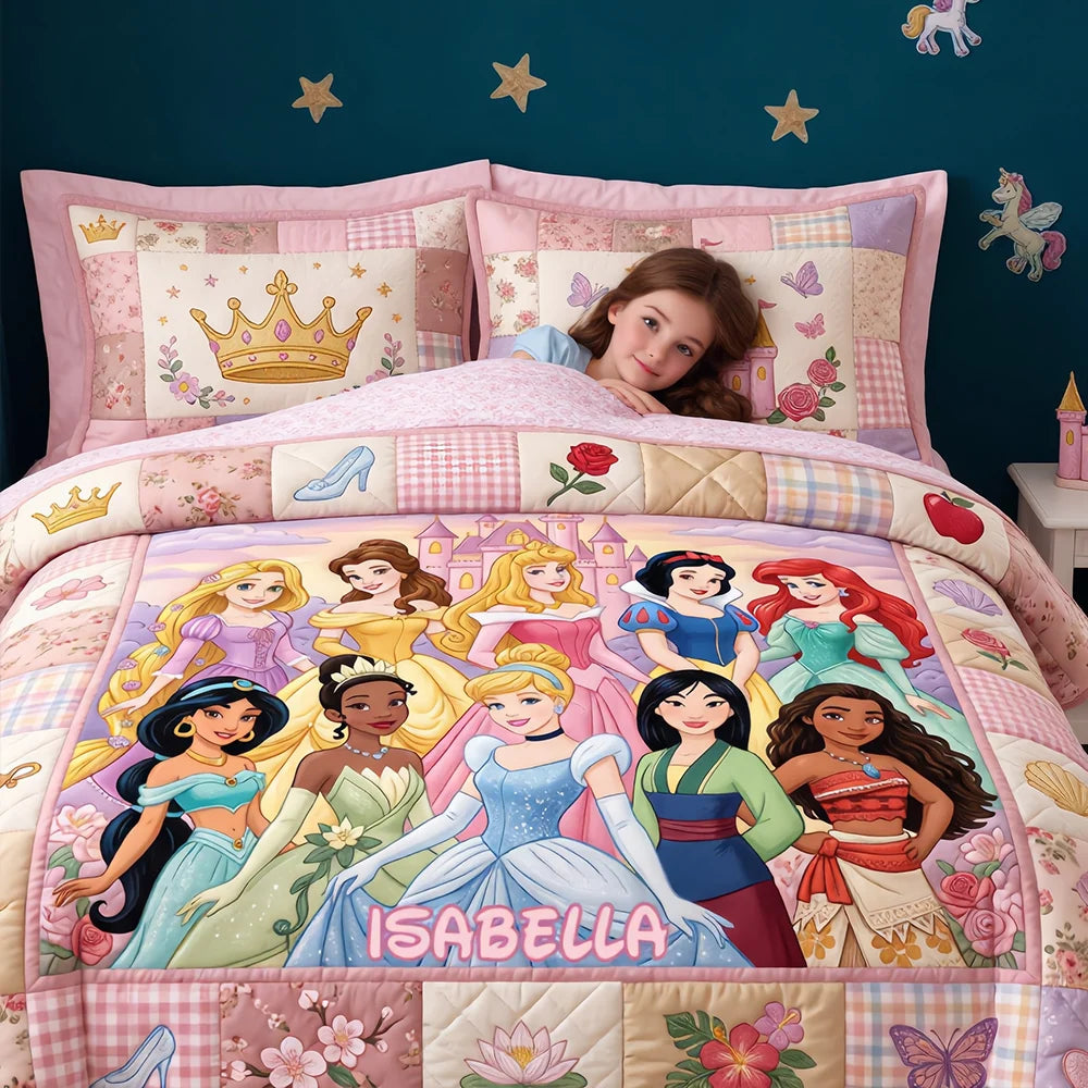 Lovely Fairy Tale Princesses Quilt Bedding Set - Personalized Christmas Gifts