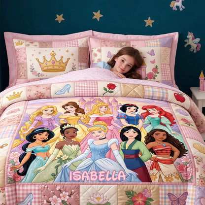 Lovely Fairy Tale Princesses Quilt Bedding Set - Personalized Christmas Gifts