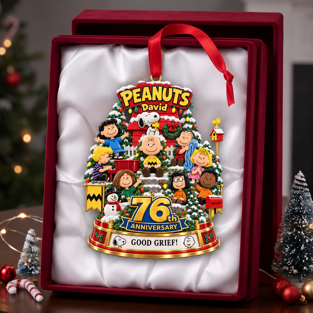 76TH Anniversary Cartoon Friends Ornament - Personalized Christmas Gifts