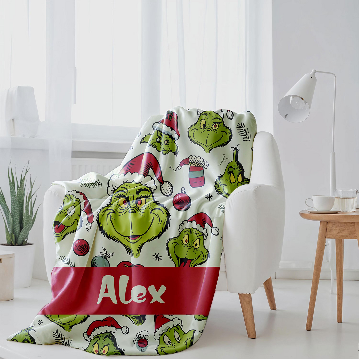 Funny Green Monster 2 - Personalized Stole Christmas Blanket