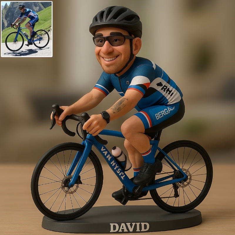 Custom Full-body Mountain Biking Photo Pixar Cartoon Style Acrylic Plaque