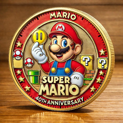 Mushroom World Hero 40th Anniversary Commemorative Coin – Limited Edition Gaming Collector’s Coin