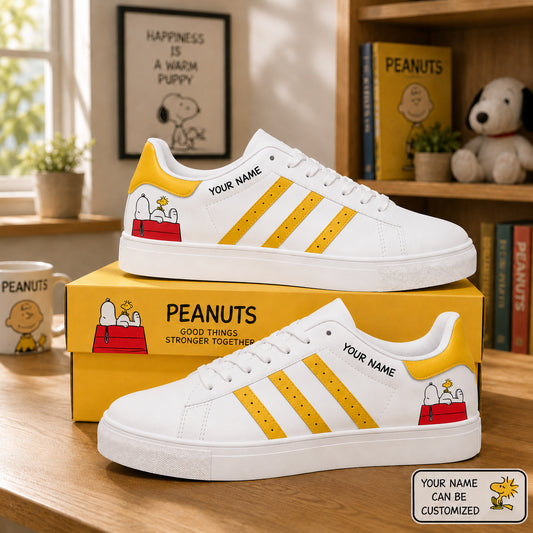 Cute Puppy Friendship Custom Smith Shoes, Personalized Comic Style Sneakers