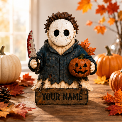 Personalized Horror Villain Wooden Plaque - Custom Halloween Name Sign