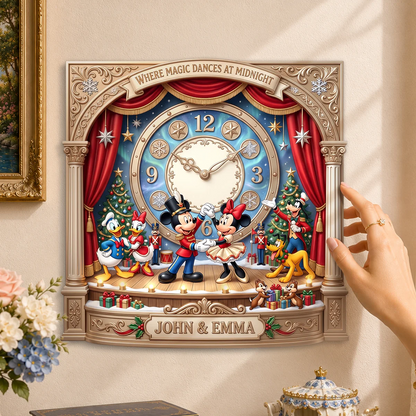 Personalized Couple Mouse Wall Clock – Custom Name Magic Decor