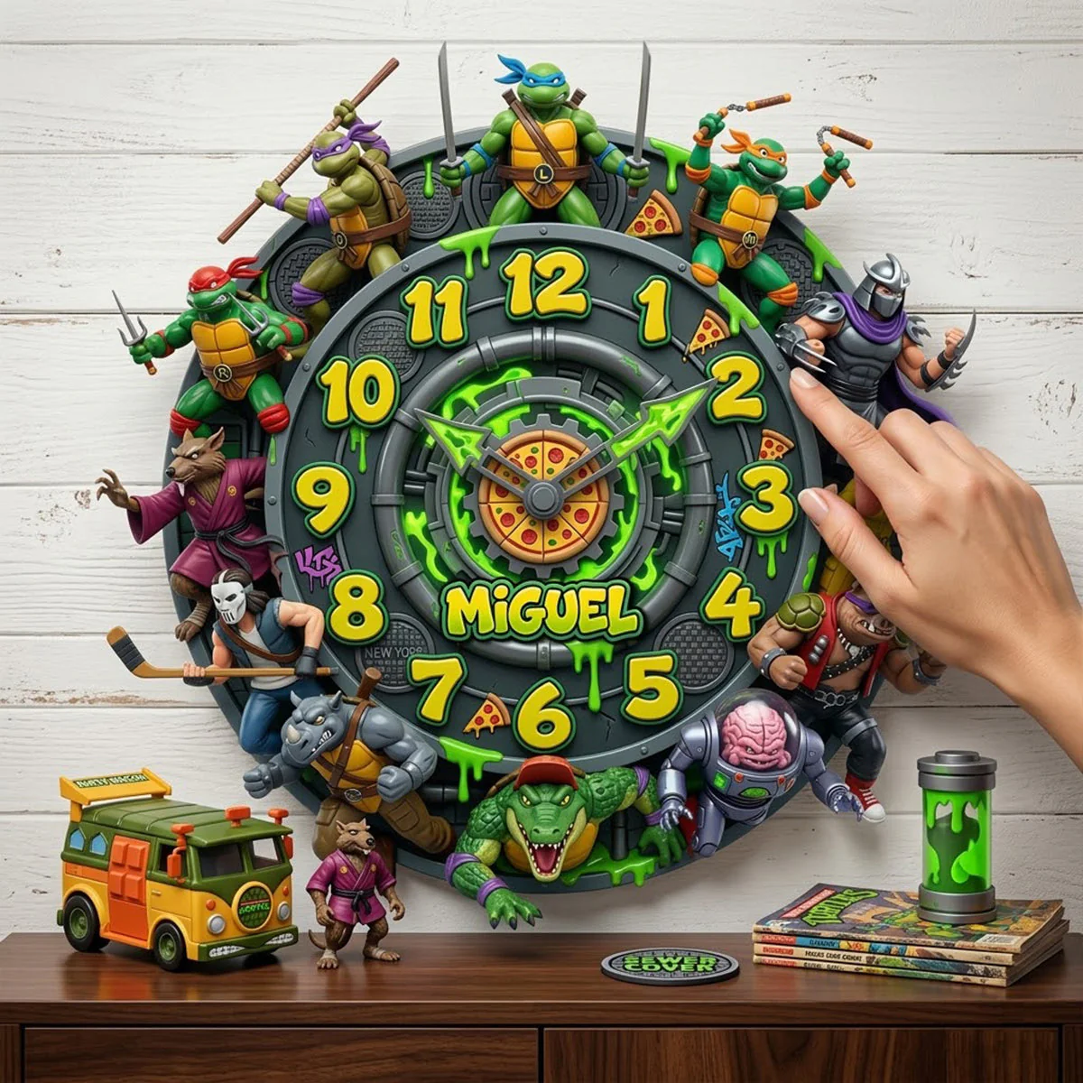 Retro Street Heroes Wall Clock - Personalized Gifts For Hero Lover Acrylic Hanging Wall Clock