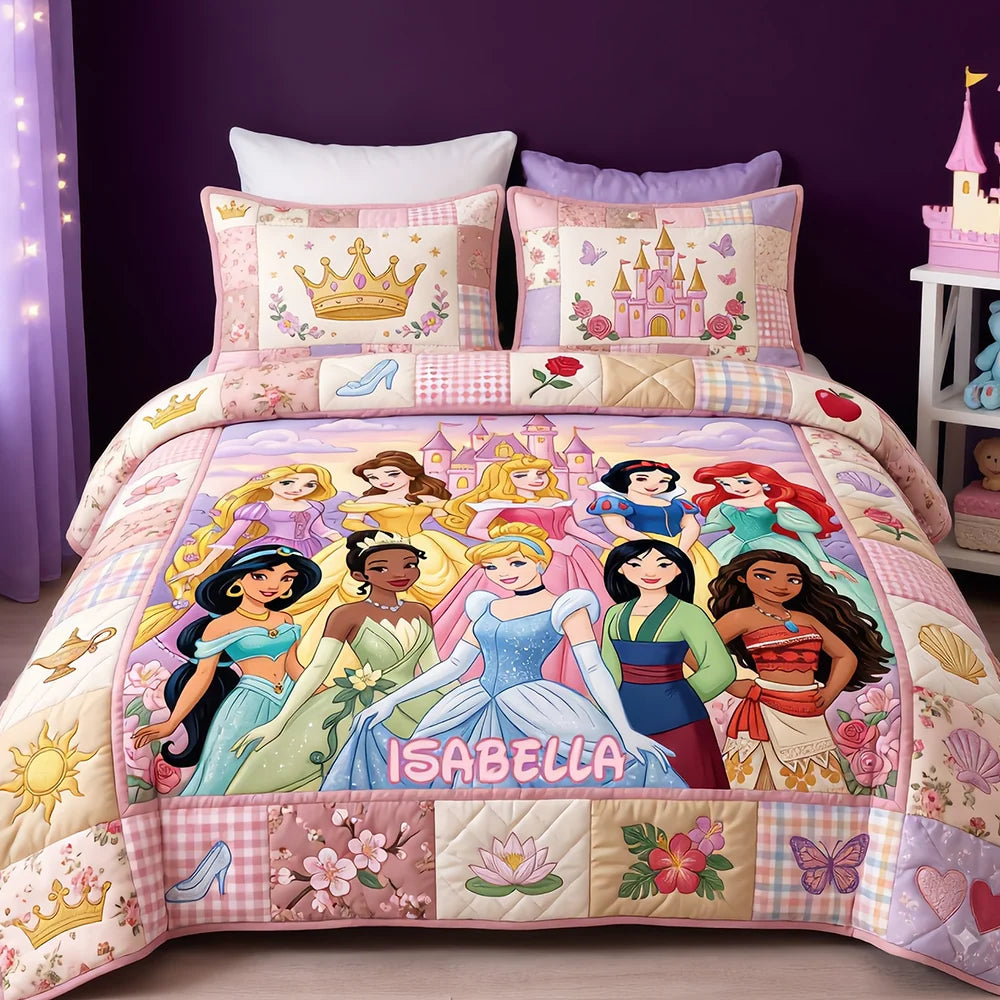 Lovely Fairy Tale Princesses Quilt Bedding Set - Personalized Christmas Gifts