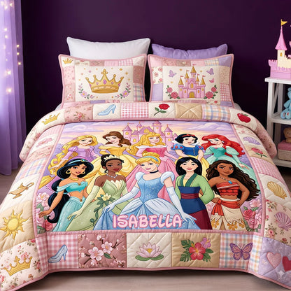Lovely Fairy Tale Princesses Quilt Bedding Set - Personalized Christmas Gifts