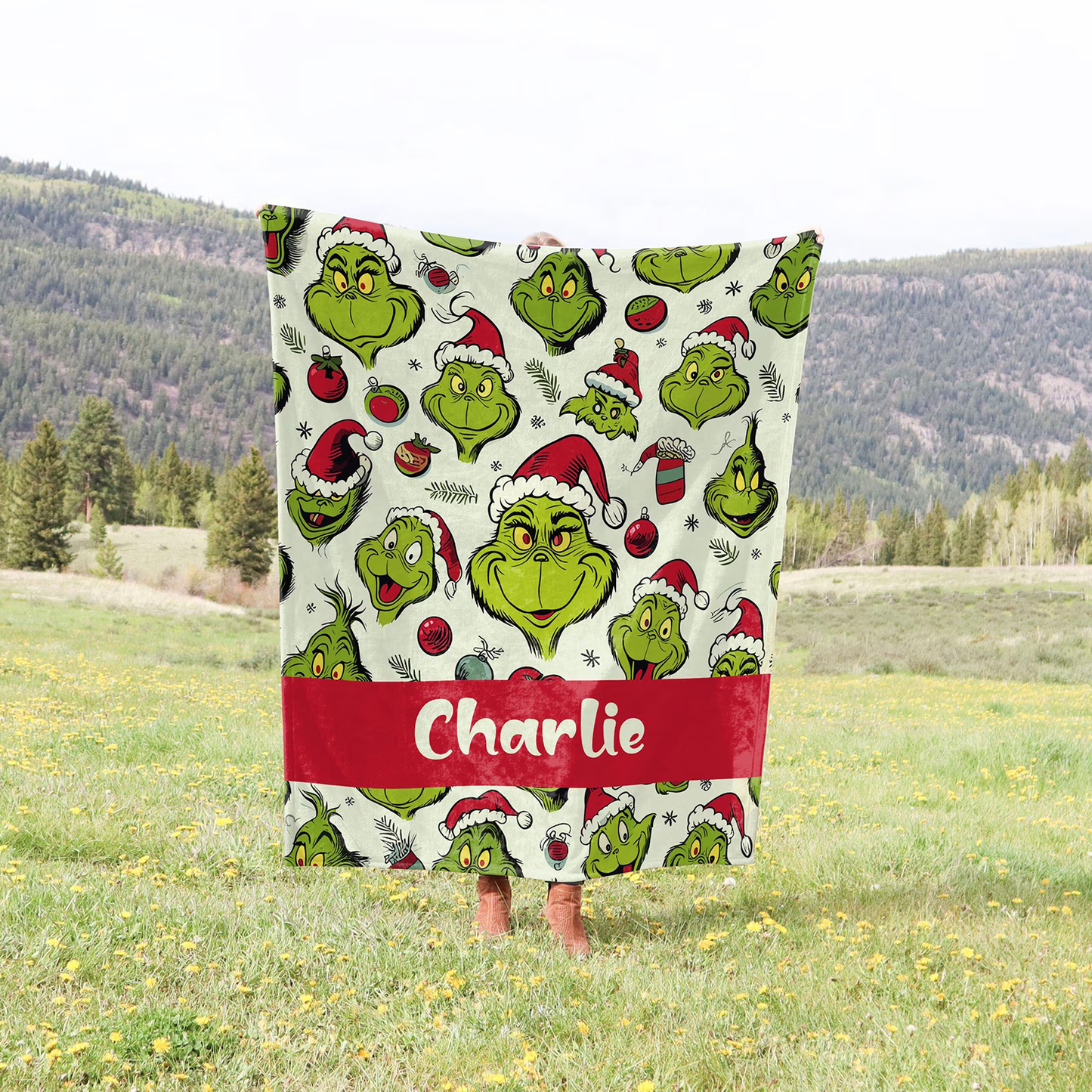 Funny Green Monster 2 - Personalized Stole Christmas Blanket