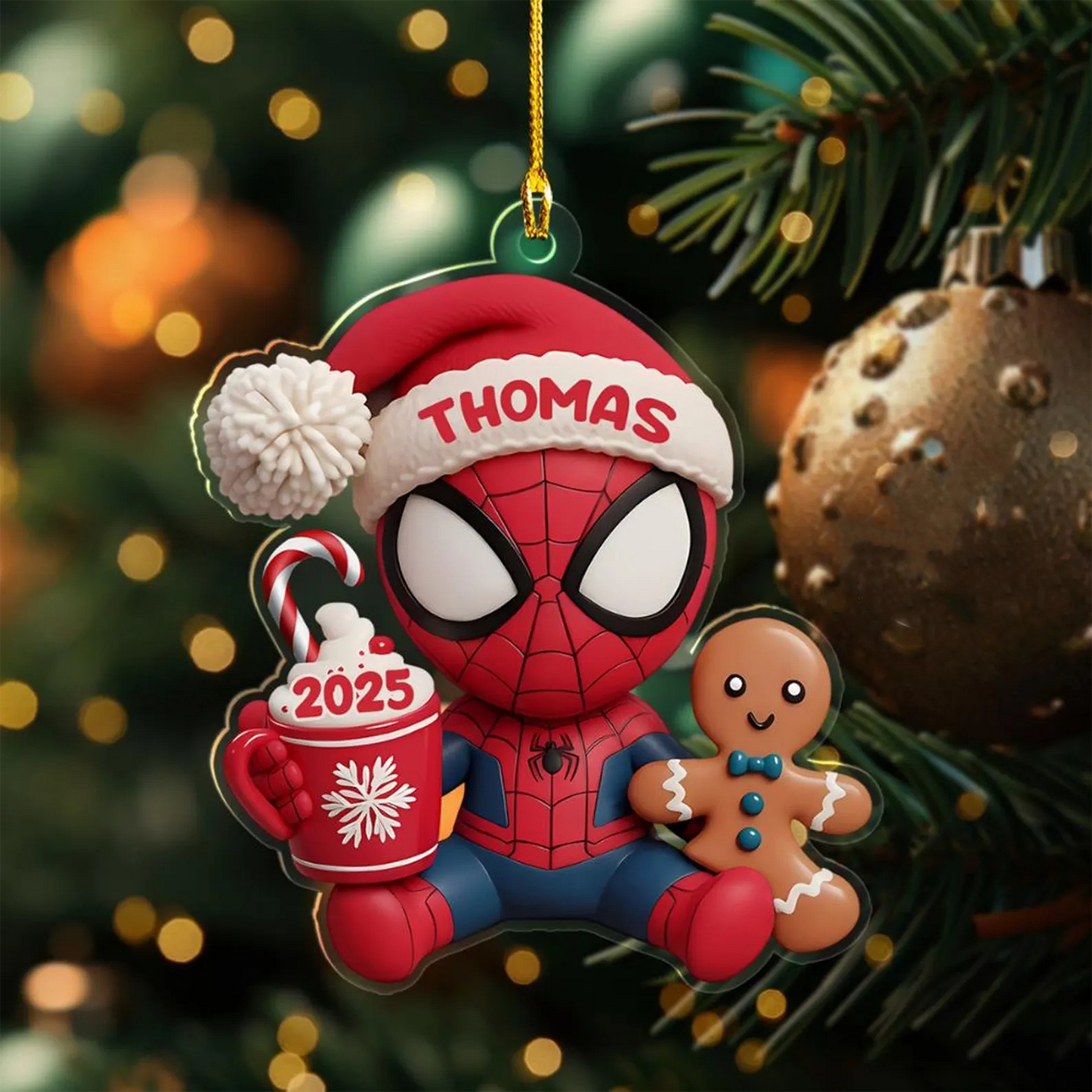Swing Into Christmas - Personalized Superhero Custom Shaped Acrylic Ornament