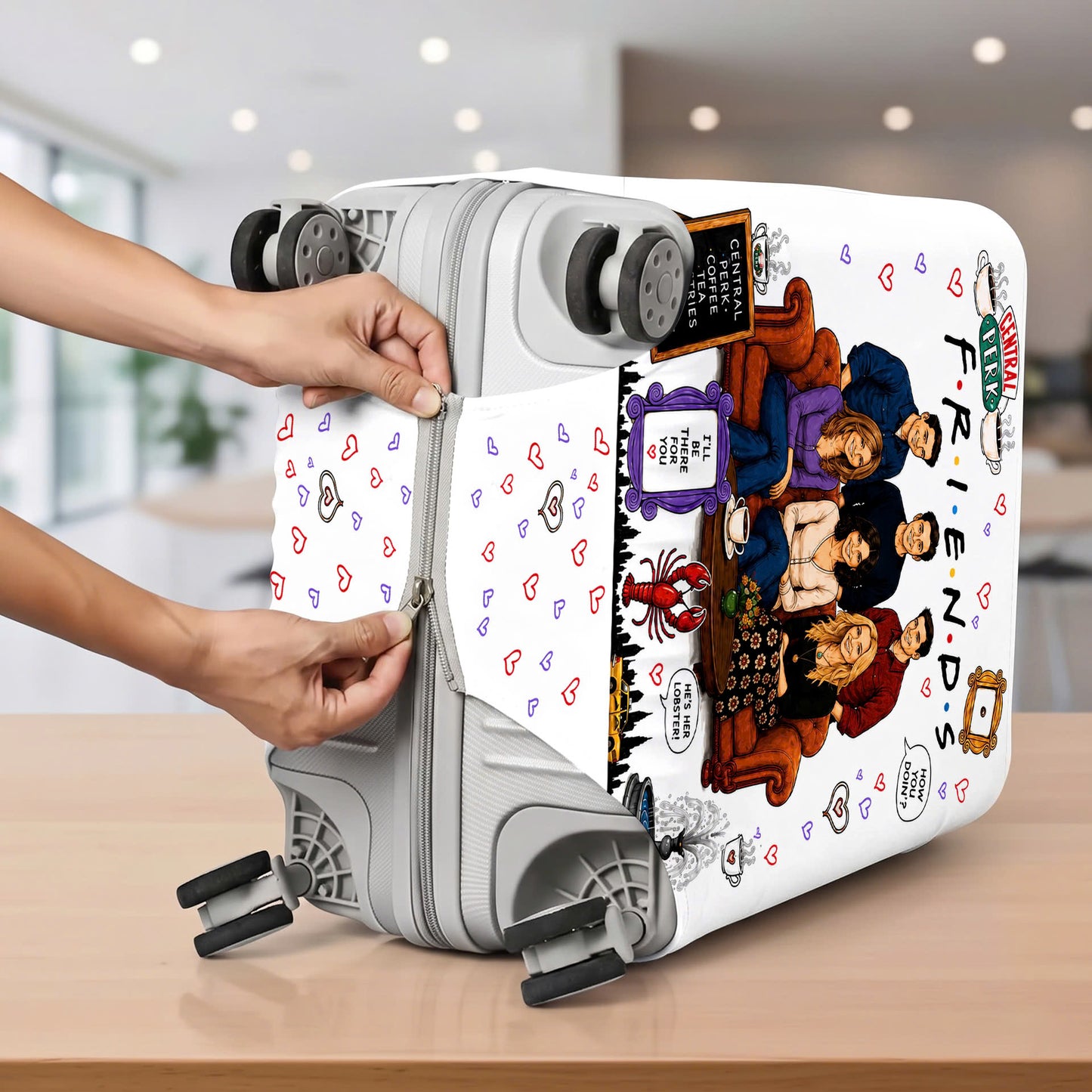 Personalized TV Show Inspired Luggage Cover – Custom Suitcase Protector