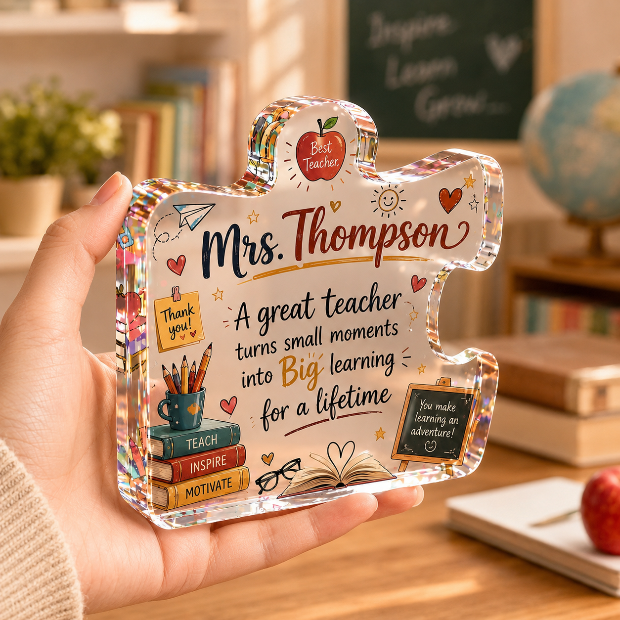 Personalized Teacher Puzzle Plaque – Custom Acrylic Teacher Appreciation Gift