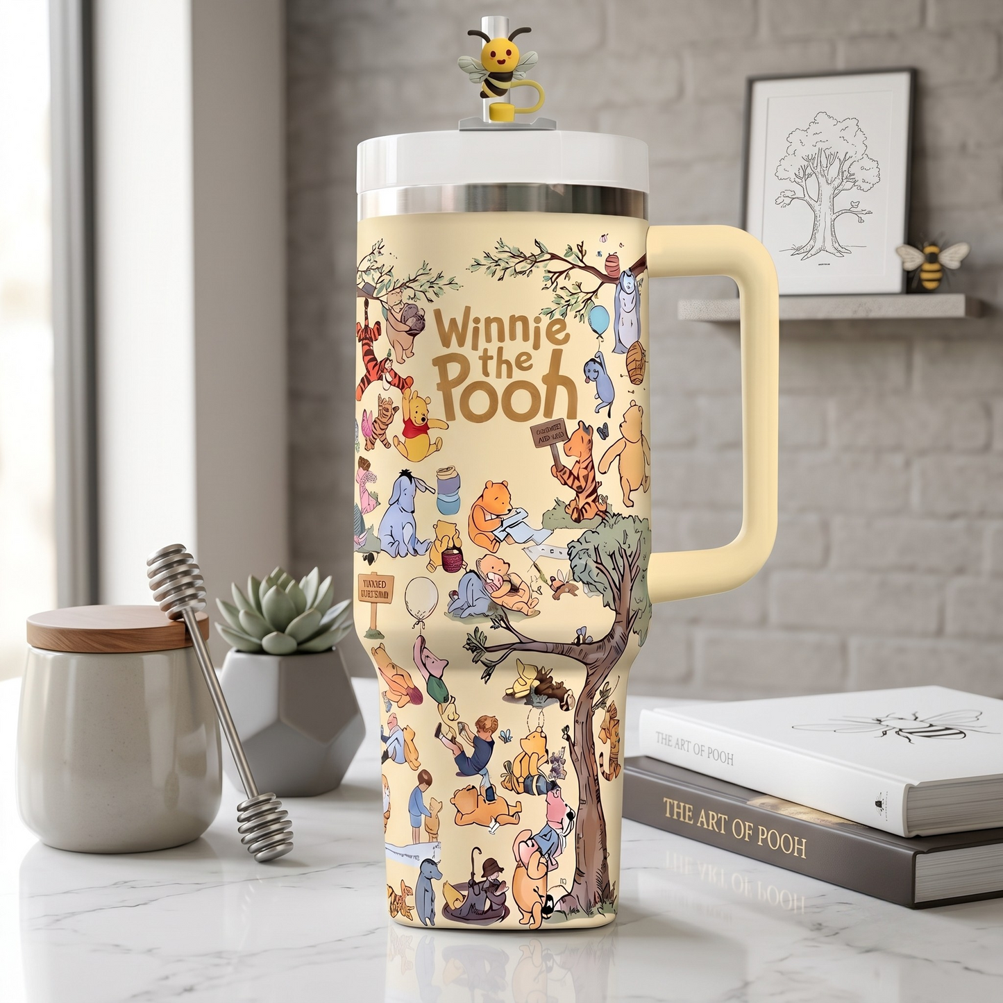 Classic Storybook Bear Tumbler with Handle – Woodland Friends Travel Cup, Cute Forest Animal Gift