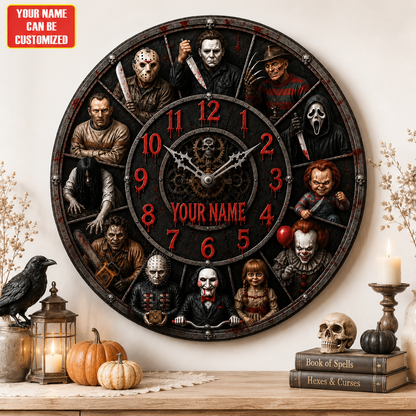 Halloween Horror Character Acrylic Wall Clock – Personalized Horror Gift