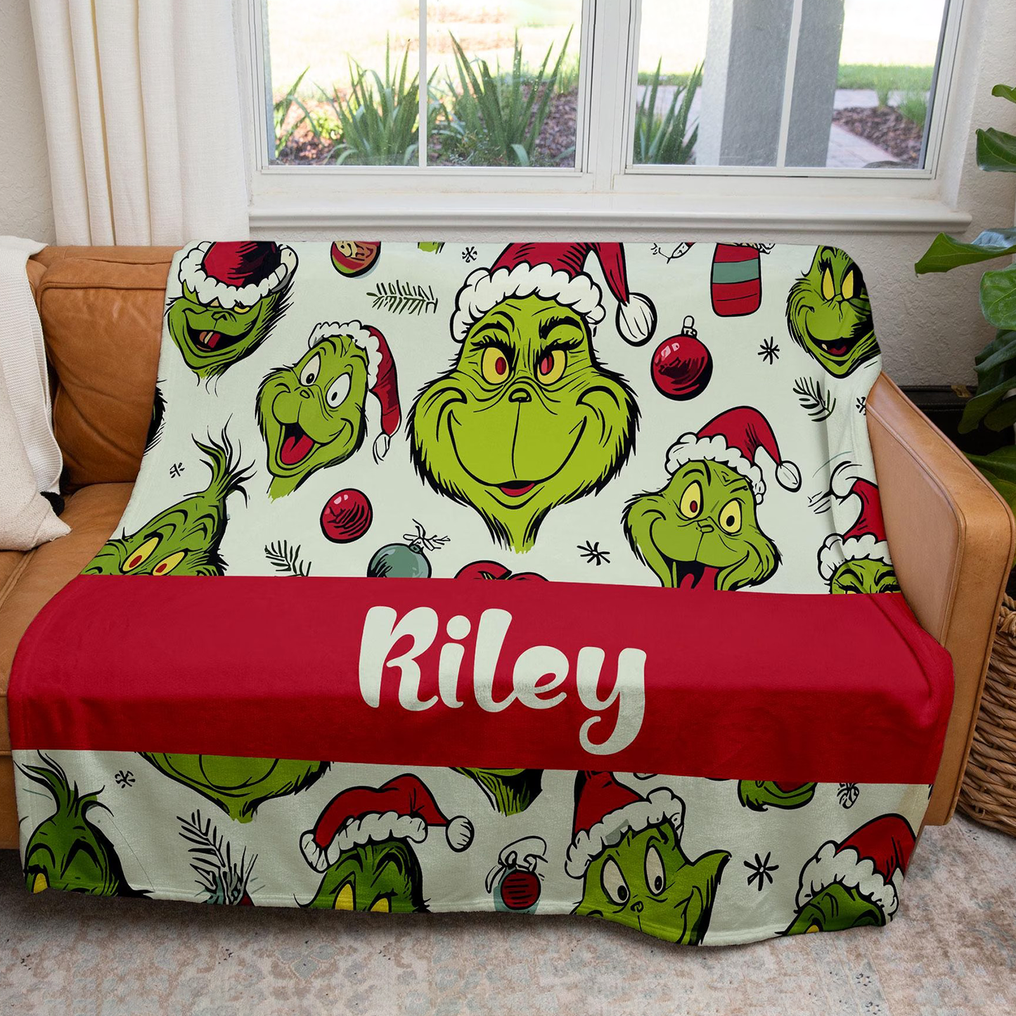 Funny Green Monster 2 - Personalized Stole Christmas Blanket