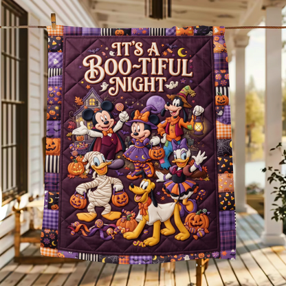 Personalized Mouse Friends Halloween Quilt Blanket - Custom Name Cartoon Blanket
