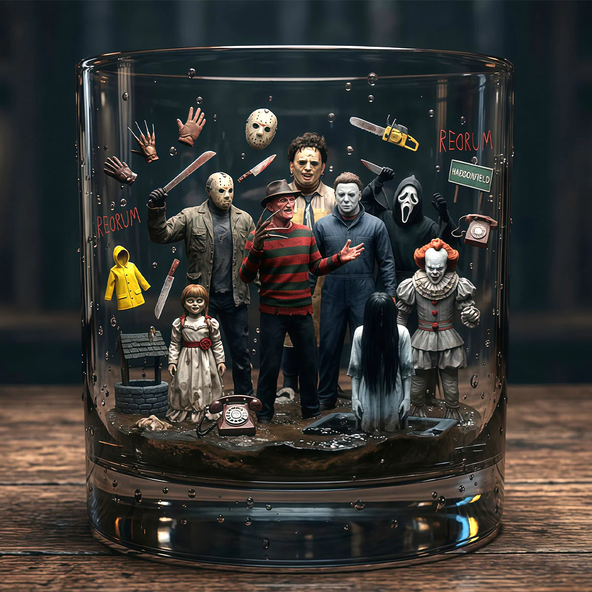 Scary Villain Drinking Glass - Personalized Gifts For Horror Lovers