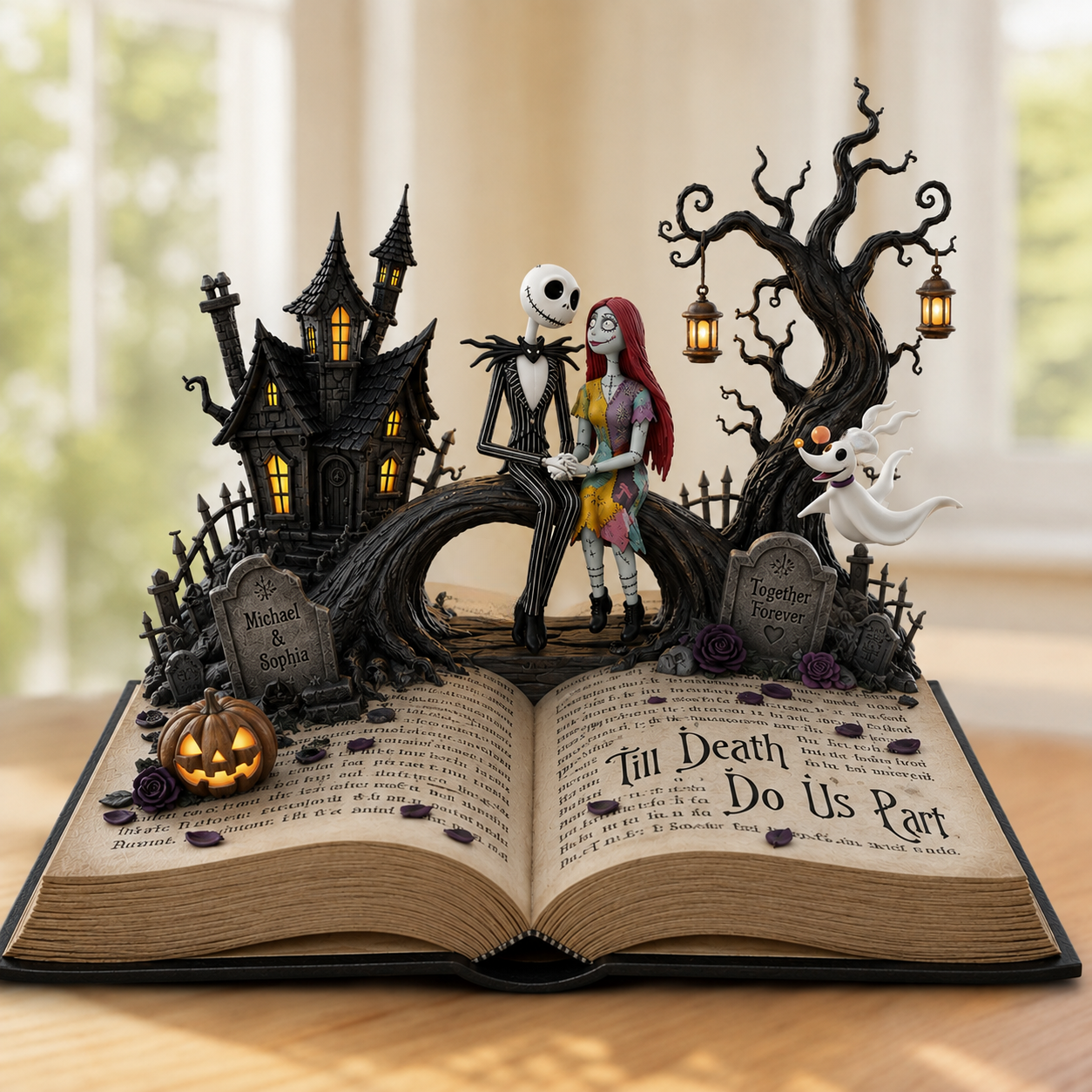 Personalized Skeleton Couple - Halloween Horror Nightmare Custom Shaped Acrylic Plaque