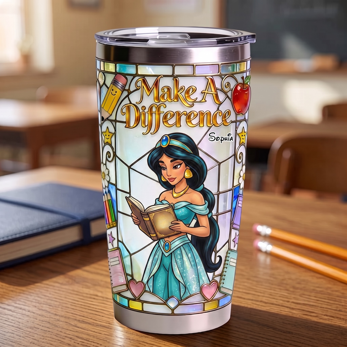 Personalize Magic Princess Teacher Tumbler - Custom Name Tumbler