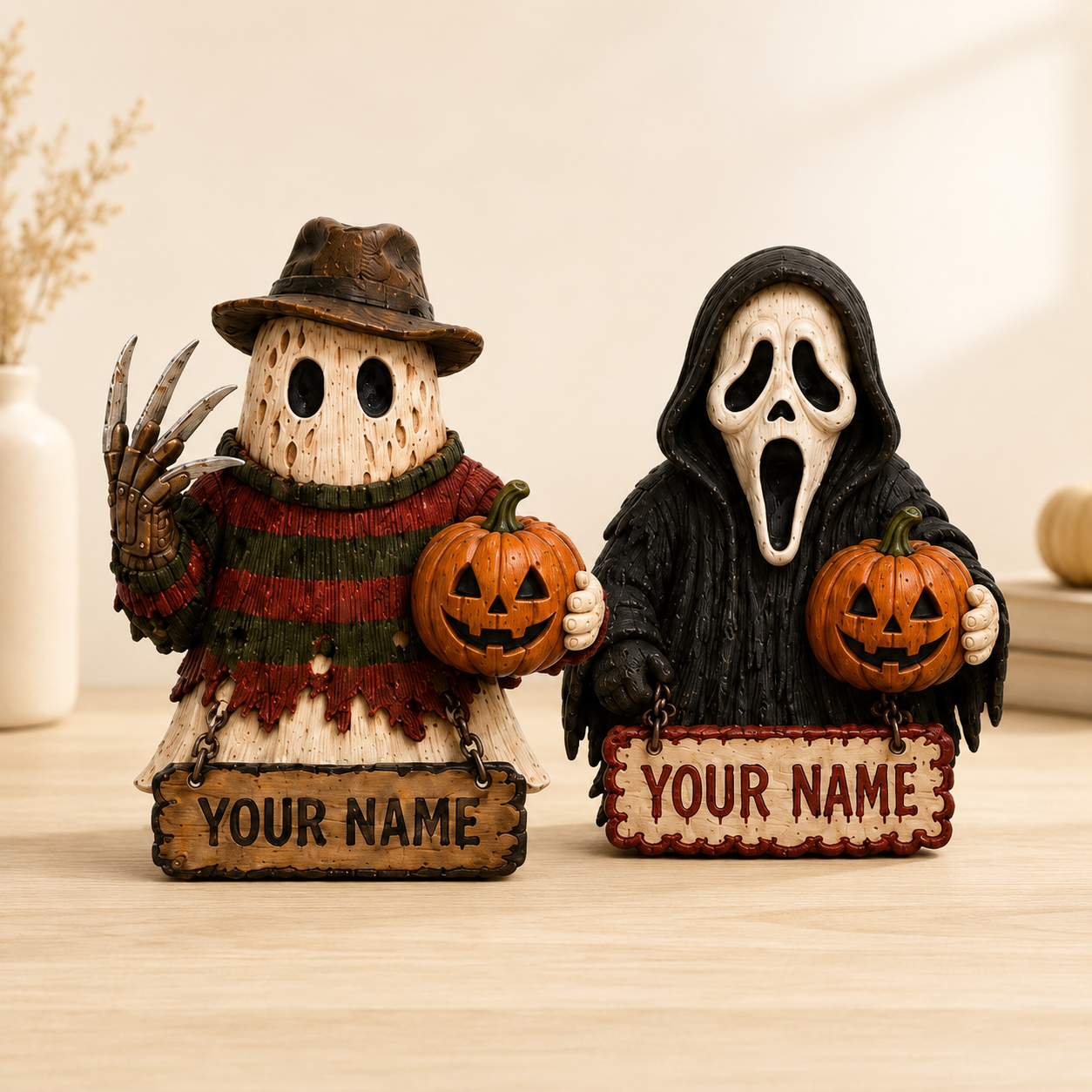 Personalized Horror Villain Wooden Plaque - Custom Halloween Name Sign