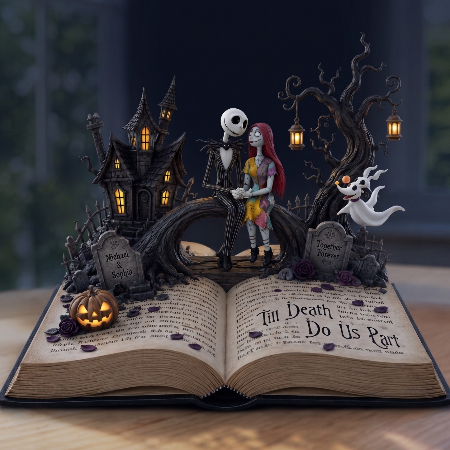Personalized Skeleton Couple - Halloween Horror Nightmare Custom Shaped Acrylic Plaque