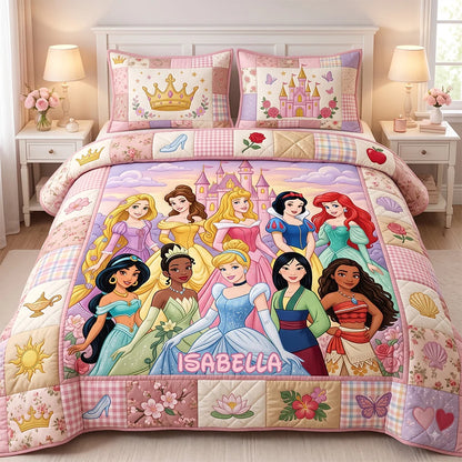 Lovely Fairy Tale Princesses Quilt Bedding Set - Personalized Christmas Gifts