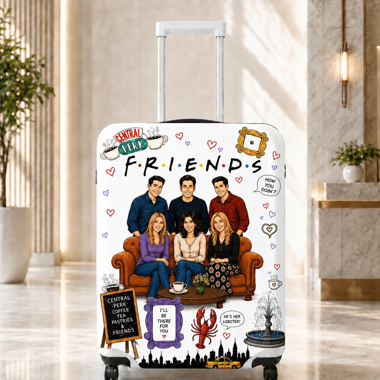 Personalized TV Show Inspired Luggage Cover – Custom Suitcase Protector