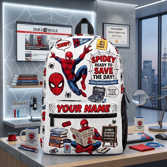 Personalized Superhero Spider School Backpack – Custom Name Comic Web Book Bag