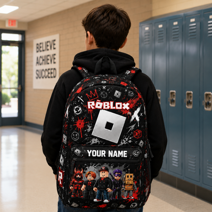 Block Style Gamer Backpack, Boys School and Travel Bag