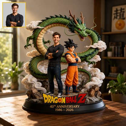 Personalized Anime Dragon Warrior Figurine – Custom Photo Fantasy Acrylic Plaque