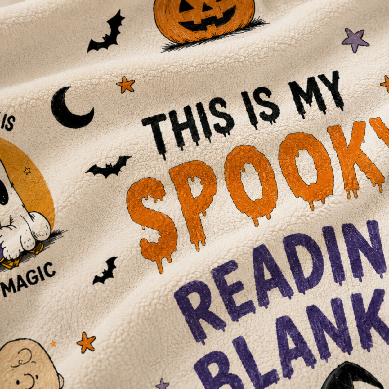 Personalized Cute Dog Spooky Reading Hooded Blanket, Halloween Book Lover Blanket Gift