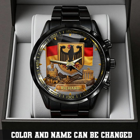 Personalized German Flag Traditional Watch - Adorned With The Federal Eagle