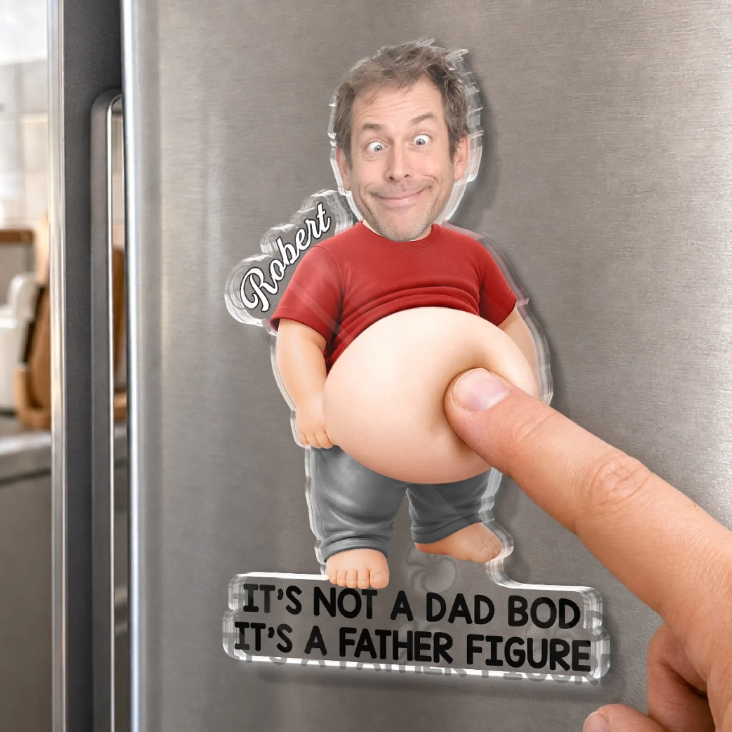 Custom Photo Dad Bod Belly Squishy Acrylic Fridge Magnet - Personalized Father's Day Funny Gifts For Dad, Grandpa
