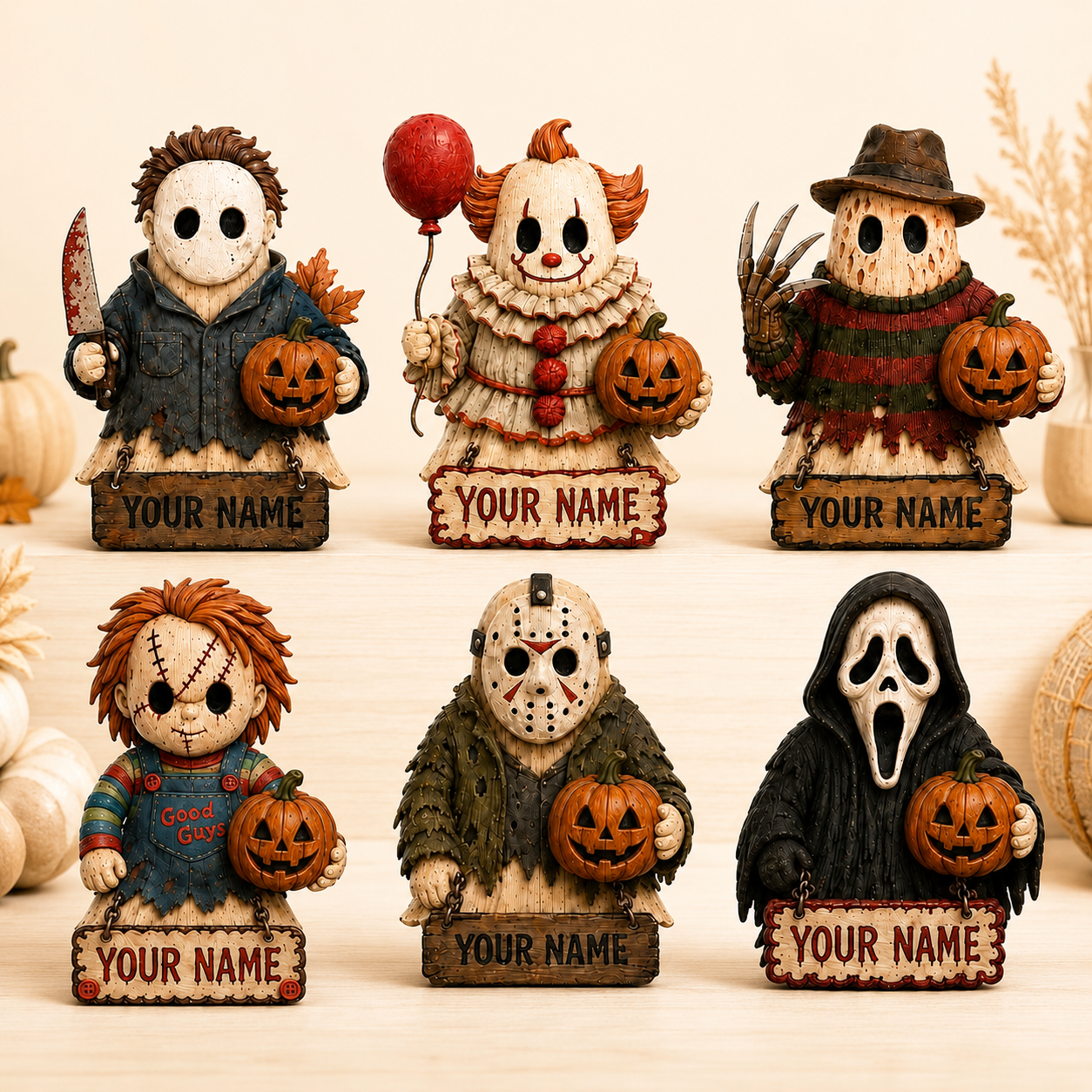 Personalized Horror Villain Wooden Plaque - Custom Halloween Name Sign