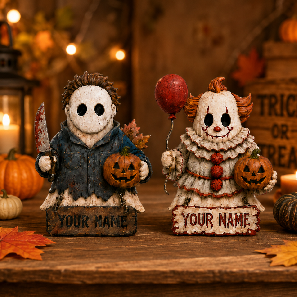 Personalized Horror Villain Wooden Plaque - Custom Halloween Name Sign