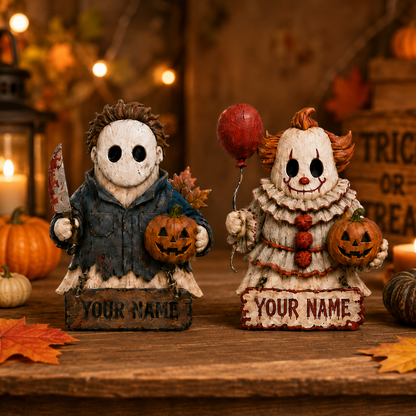 Personalized Horror Villain Wooden Plaque - Custom Halloween Name Sign