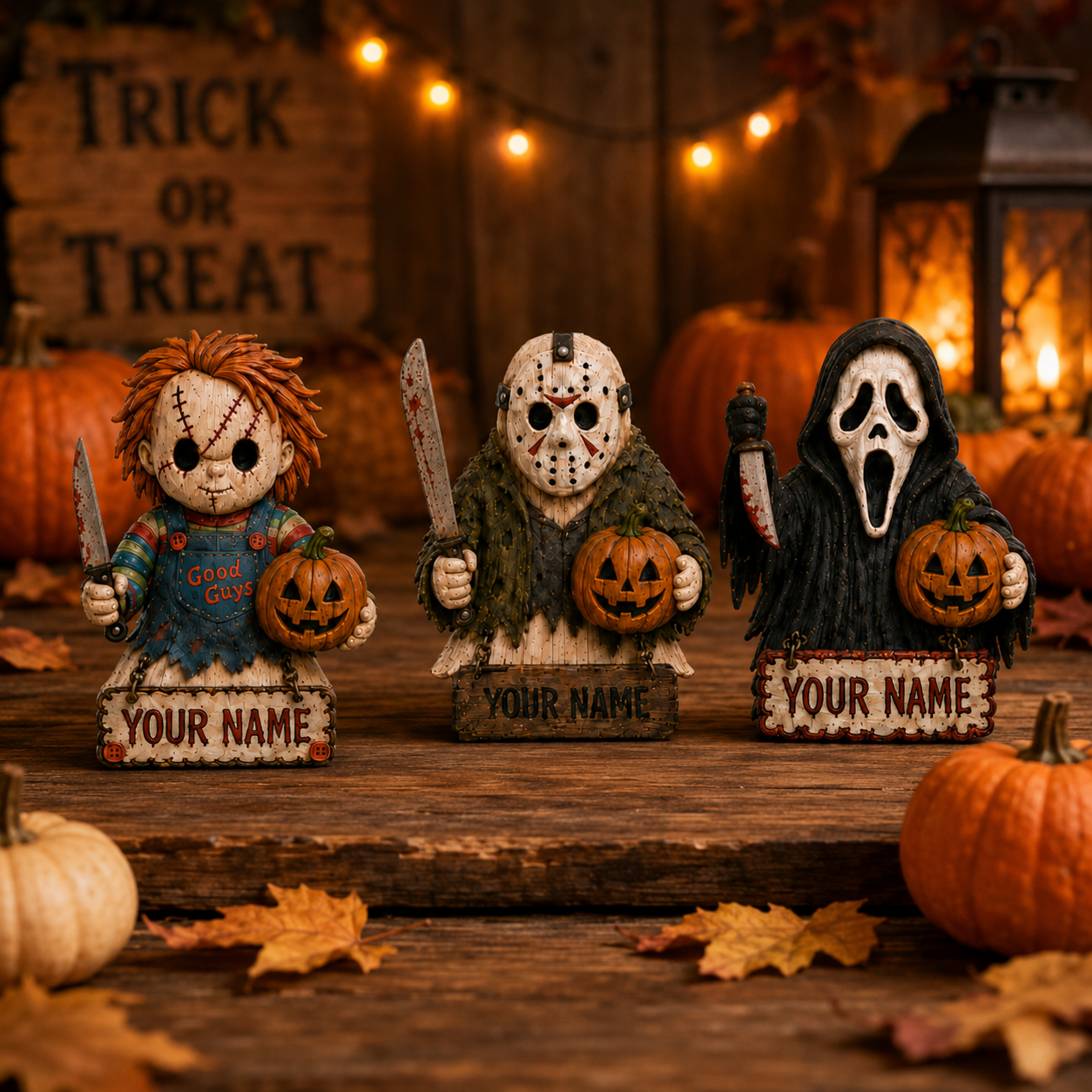 Personalized Horror Villain Wooden Plaque - Custom Halloween Name Sign