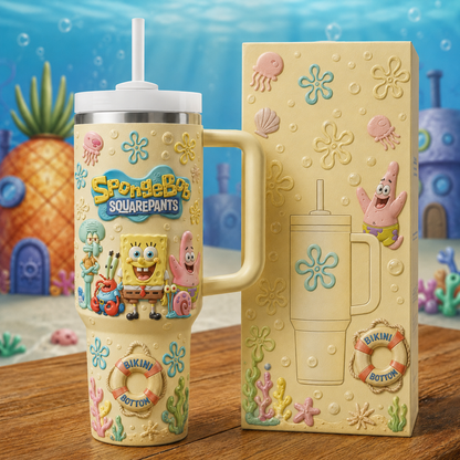 Ocean Friends Tumbler With Handle - Personalized Yellow Friend Gifts