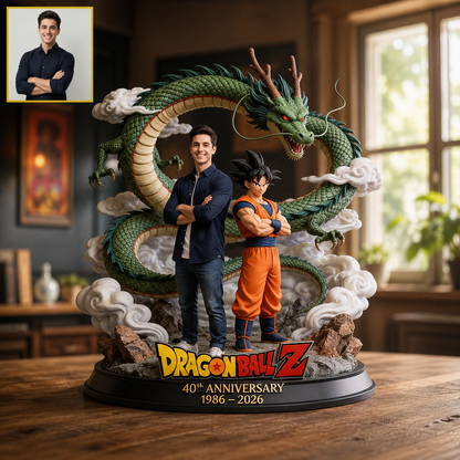 Personalized Anime Dragon Warrior Figurine – Custom Photo Fantasy Acrylic Plaque