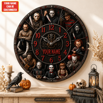 Halloween Horror Character Acrylic Wall Clock – Personalized Horror Gift