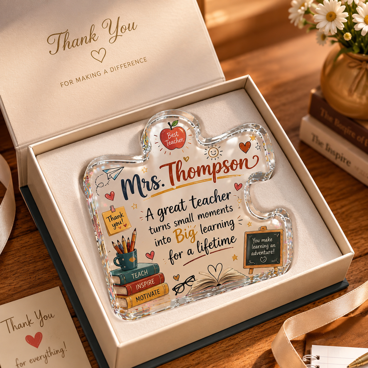 Personalized Teacher Puzzle Plaque – Custom Acrylic Teacher Appreciation Gift