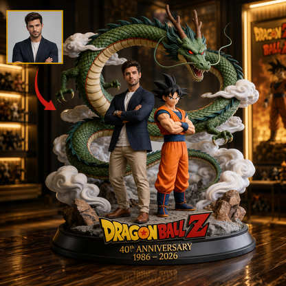 Personalized Anime Dragon Warrior Figurine – Custom Photo Fantasy Acrylic Plaque
