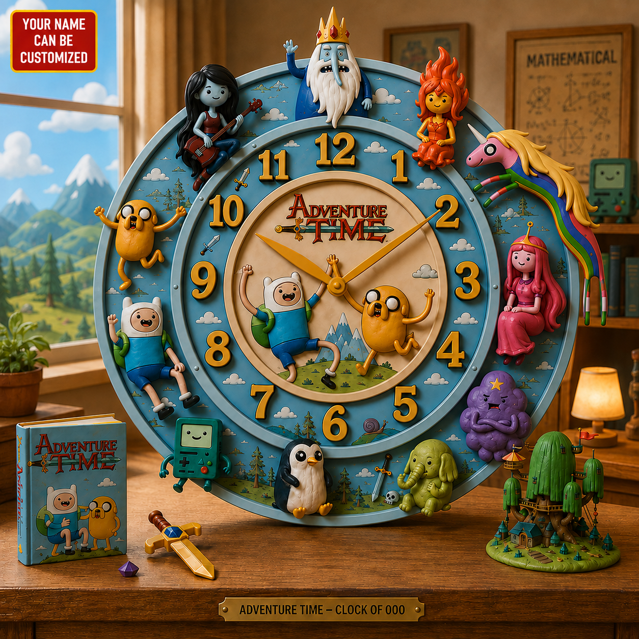 Personalized Fantasy Adventure Hanging Wall Clock - Personalized Gifts For Cartoon Lovers