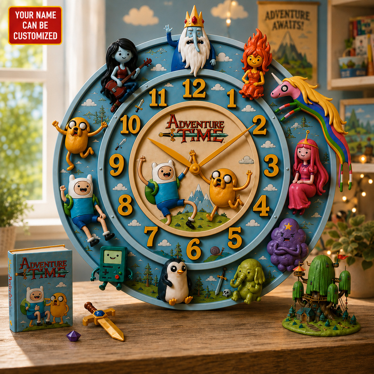 Personalized Fantasy Adventure Hanging Wall Clock - Personalized Gifts For Cartoon Lovers